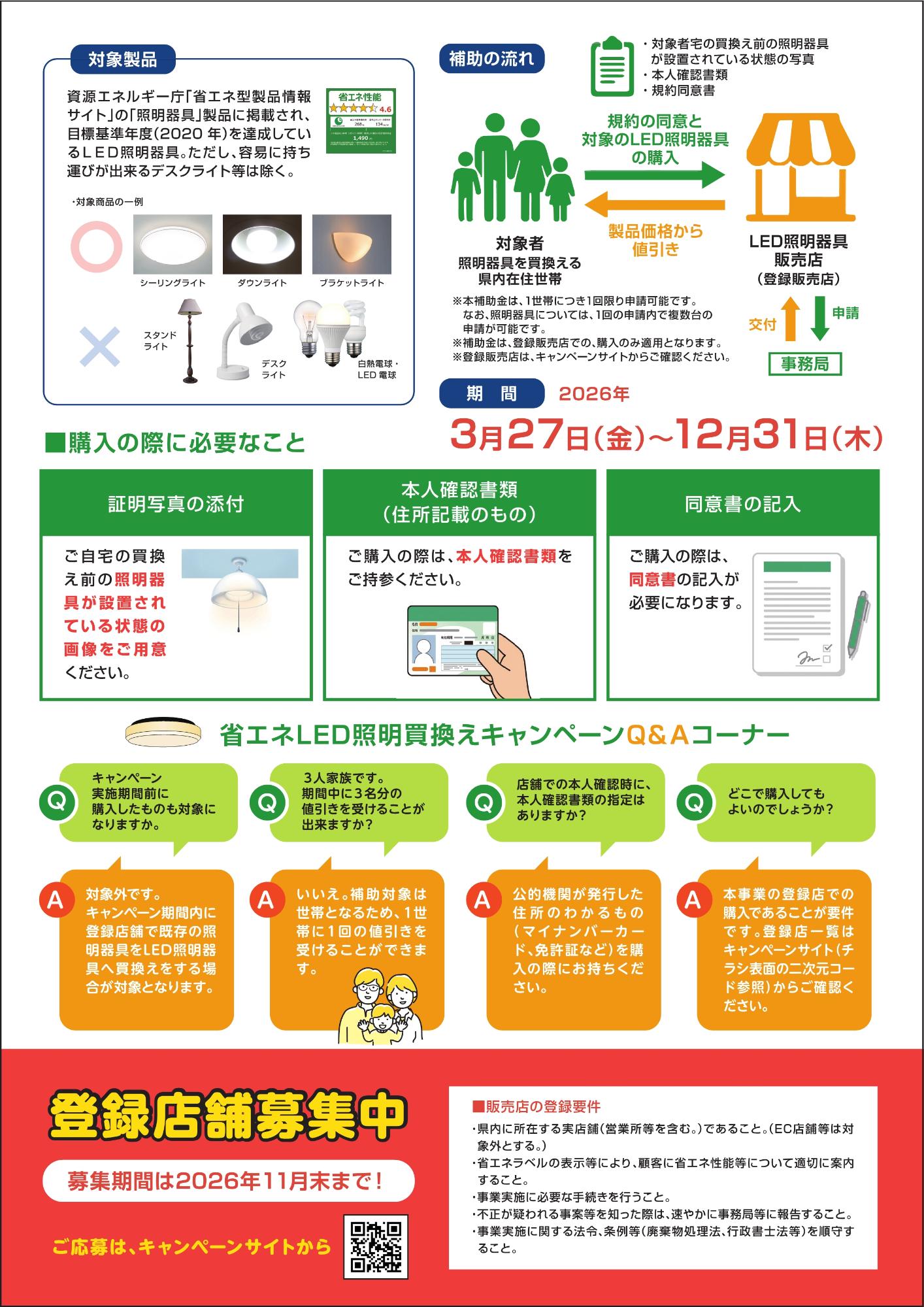 鳥取県LED照明器具への買換え応援キャンペーン!(最大1万円補助)2