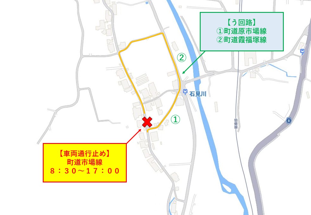 町道市場線通行止めのお知らせ